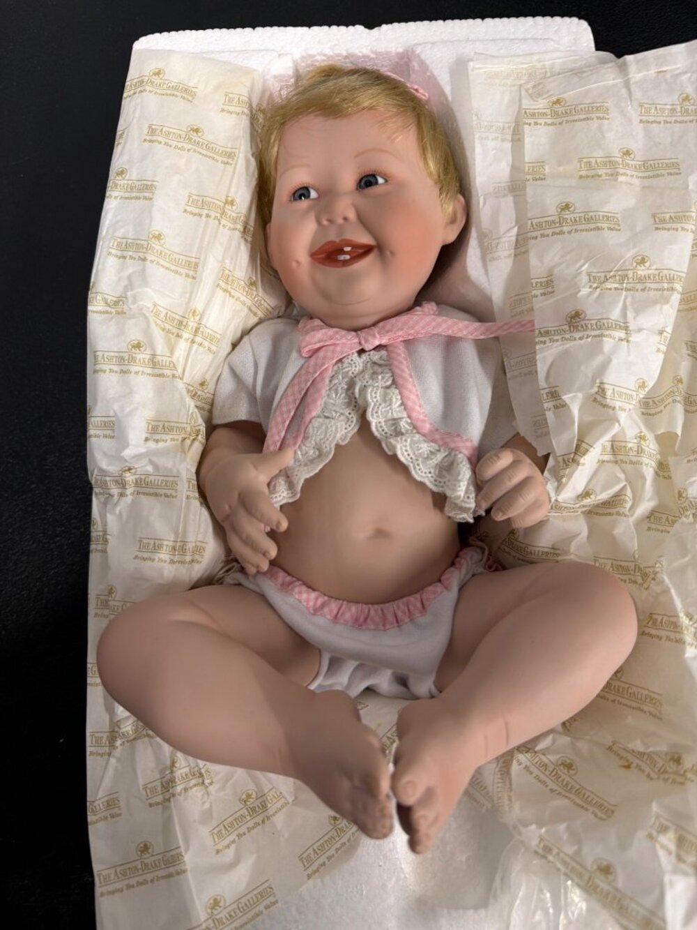 Cute As A Button Porcelain Baby Doll By Ashton Drake Galleries 1993 With COA